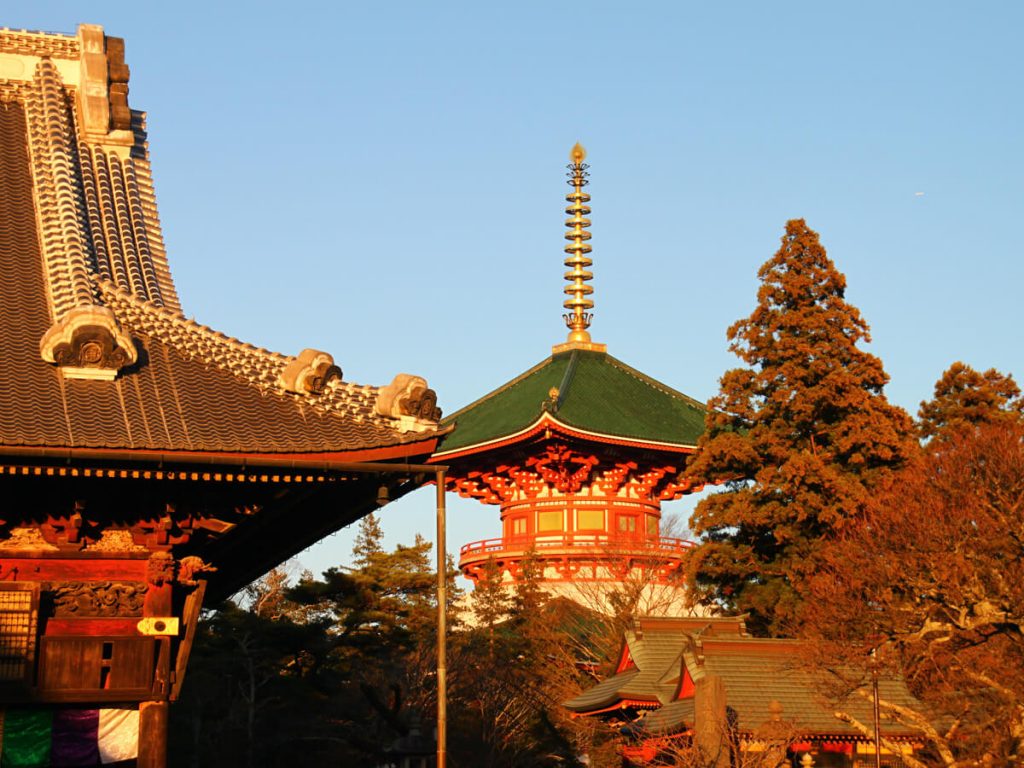 Heiwa Daito, the great peace pagoda  seen from afar