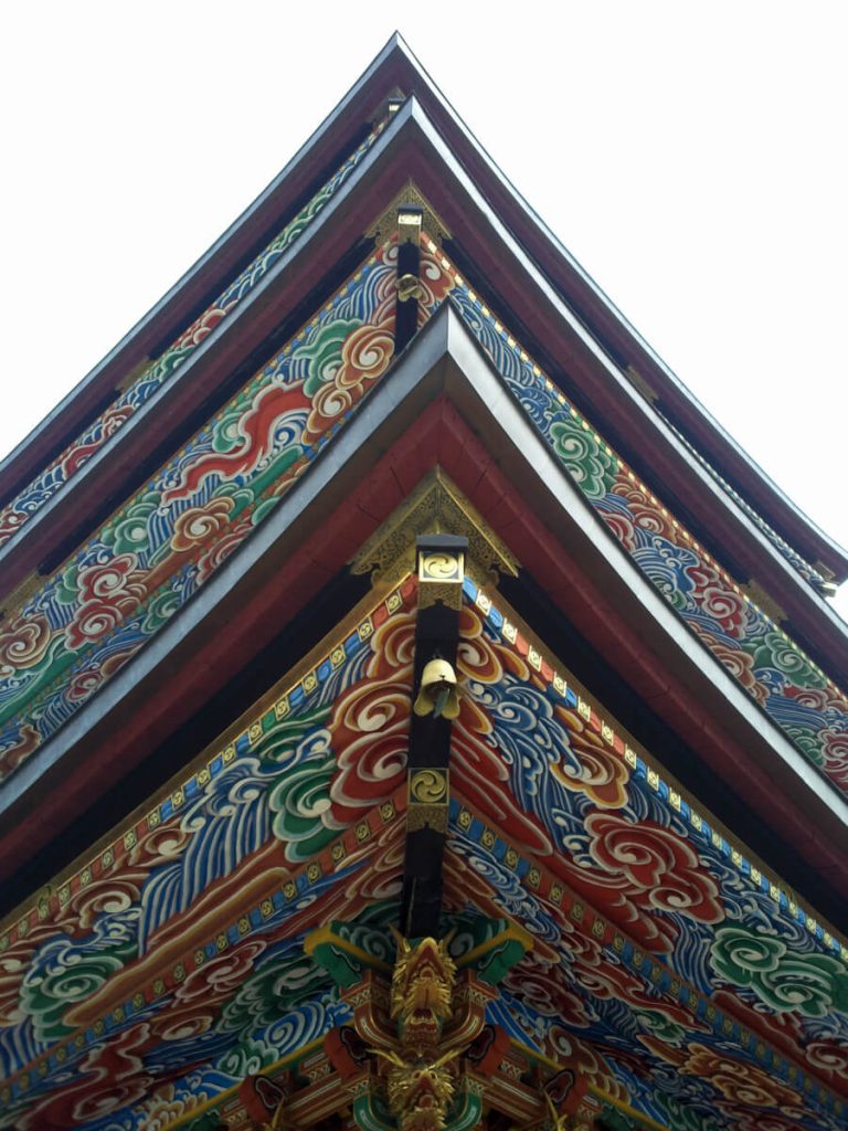 Close-up on the three-story pagoda of Narita san Shinsho-ji temple