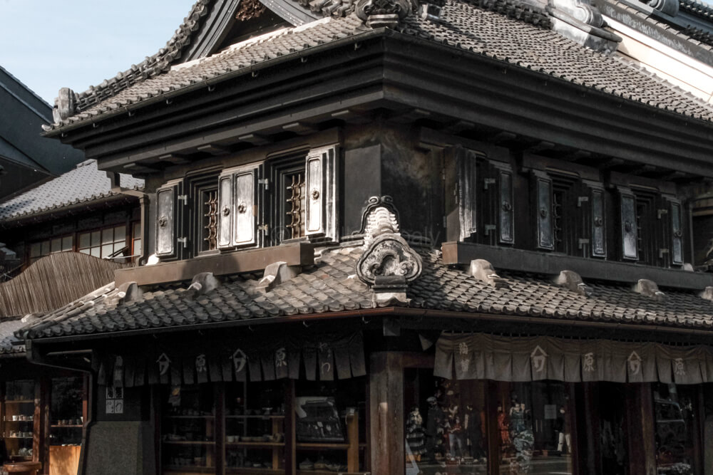 gros plan sur un bâtiment traditionnel sur la rue de Kurazukuri no Machinami, Kawagoe